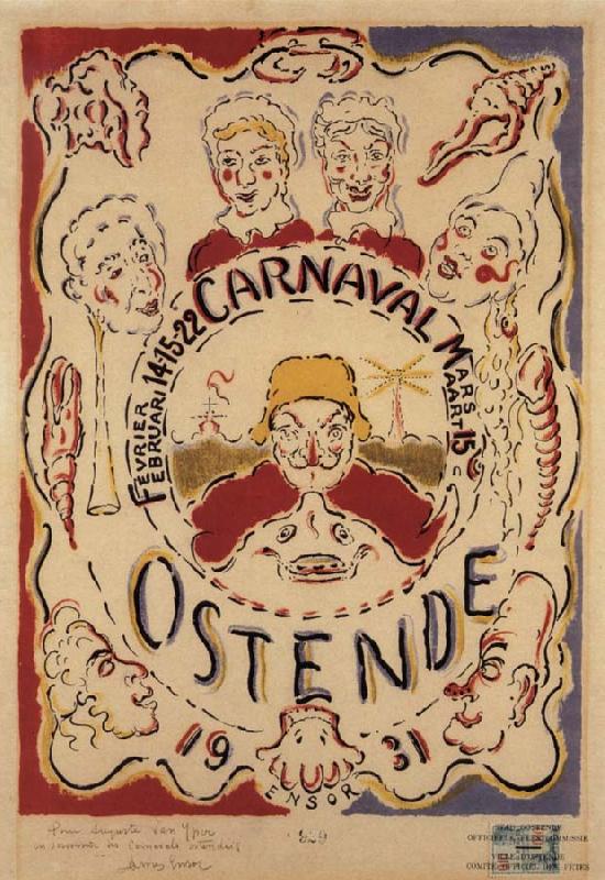 James Ensor Poster for the Carnival at Ostend France oil painting art